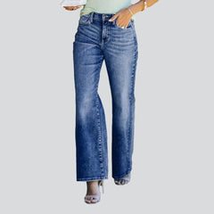 Whiskered women wide leg jeans