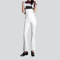 Weißer ausgestellter Jeans-Jumpsuit für Damen