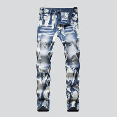 White painted men denim pants