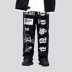 White printed baggy men jeans