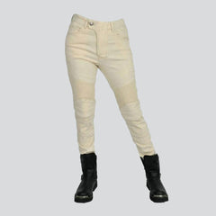 Pantalones vaqueros de motociclista blancos para mujer