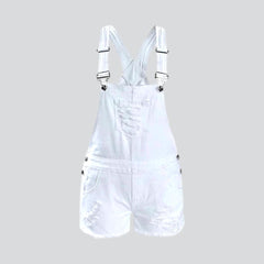 White women denim romper