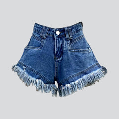 Shorts vaqueros desgastados con dobladillo ancho