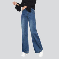 Wide-leg blue women denim pants