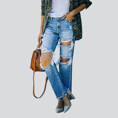 Distressed-Jeans mit weitem Bein