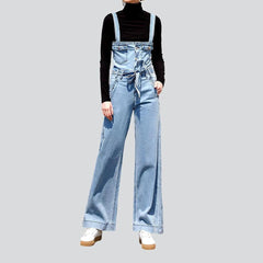 Wide-leg stylish women denim jumpsuit