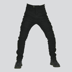 Winter black men biker jeans