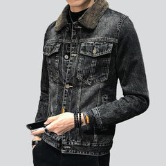 Winter schwarze Herren Jeansjacke