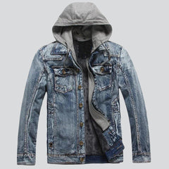 Winter hooded men denim jacket