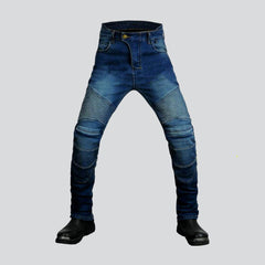 Winter warm men biker jeans