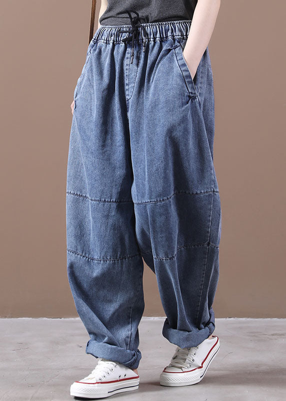 Blue Cinched Pockets denim Pants