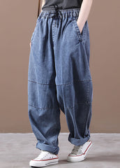 Blue Cinched Pockets denim Pants