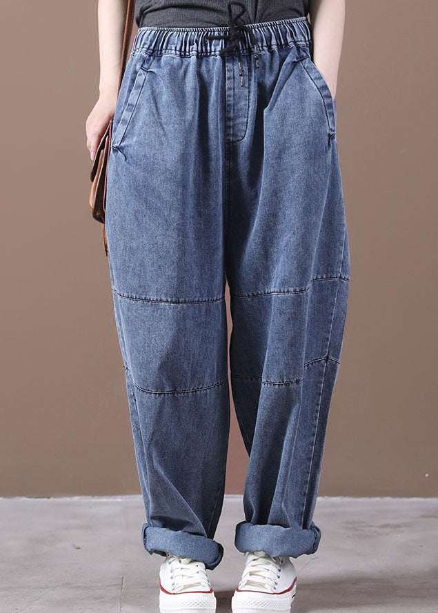 Blue Cinched Pockets denim Pants