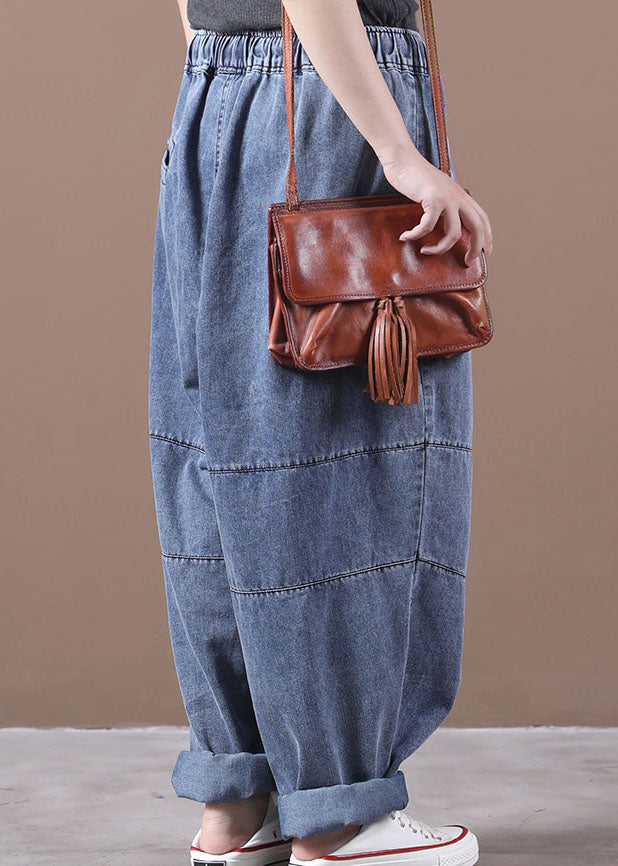 Blue Cinched Pockets denim Pants