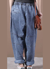 Blue Cinched Pockets denim Pants