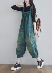 Blue pockets Print denim Jumpsuits