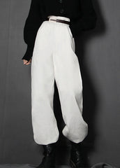 White Zip Up Pockets denim Pants Trousers