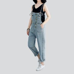 Women denim jumpsuit with drawstrings