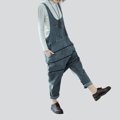 Women denim jumpsuit with lines