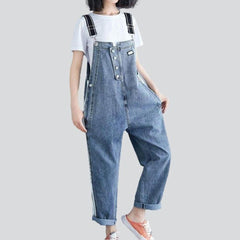 Women denim overall with bands