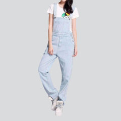 Women light blue denim overall