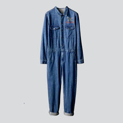 Workwear striped men denim overall