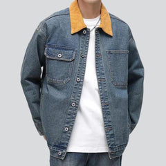 Yellow collar men denim jacket