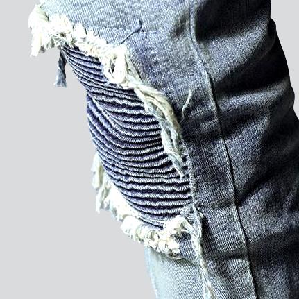 Patchwork knees men moto jeans