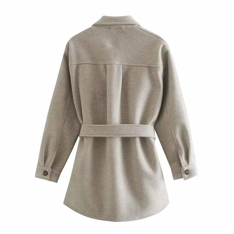 Shadya Belted Wool Shirt Coat