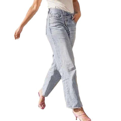 Asymmetric button women jeans