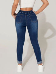 Cropped-Jeans mit Kordelzug