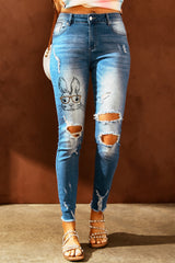 Baeful – Easter – Distressed-Jeans mit ausgefranstem Saum