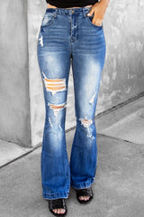 Baeful – Distressed-Jeans mit Schlag und Taschen