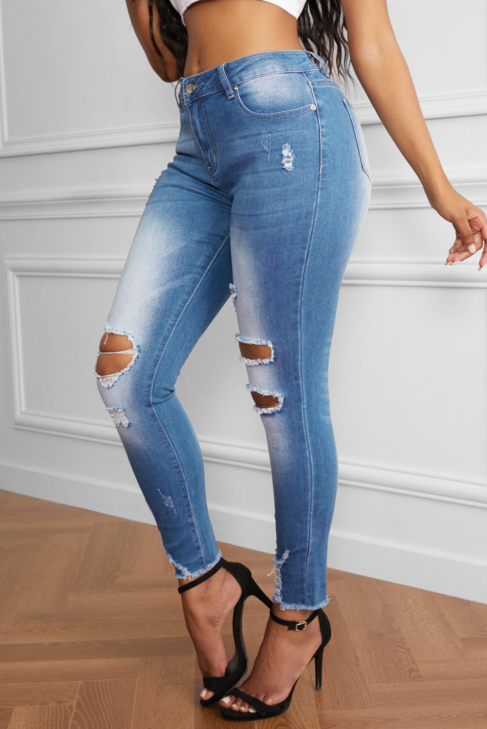 Baeful – Verwaschene Jeans mit mittelhohem Bund