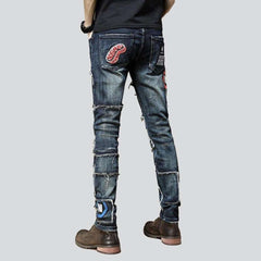 Dark blue decorated jeans