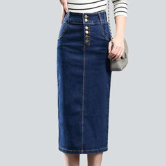 Dark blue long denim skirt