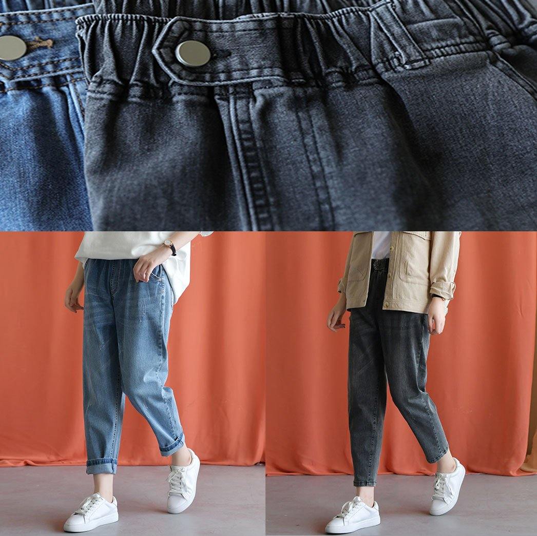 denim blue 2019 new wild elastic waist pants