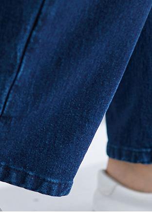 denim blue vintage pants elastic waist patchwork trousers