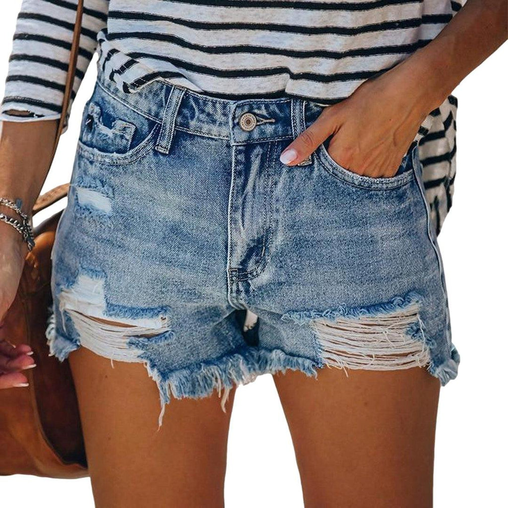 Distressed summer women jeans shorts