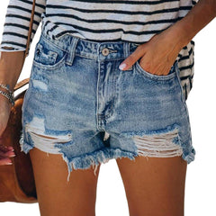 Distressed summer women jeans shorts