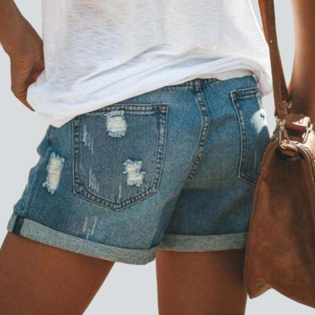 Distressed women jeans shorts