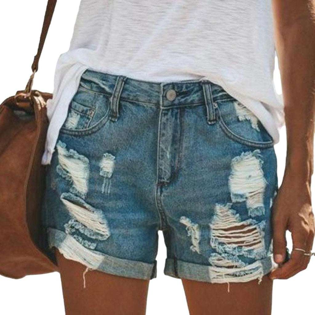 Distressed women jeans shorts