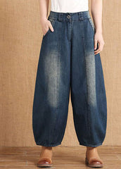 diy Blau Casual Taschen Knopf Laterne Herbst Denim Hose