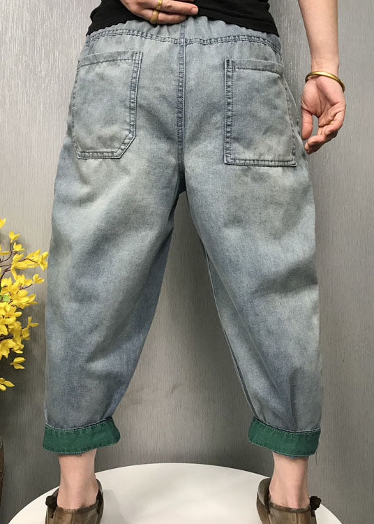 diy Blue patch applique denim Pants