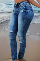 Lange Jeans im Used-Look