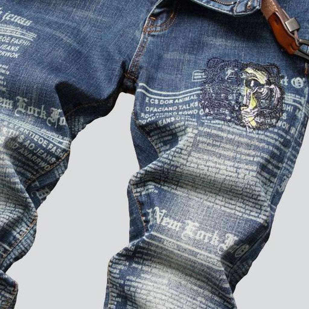 Inscription print jeans for men