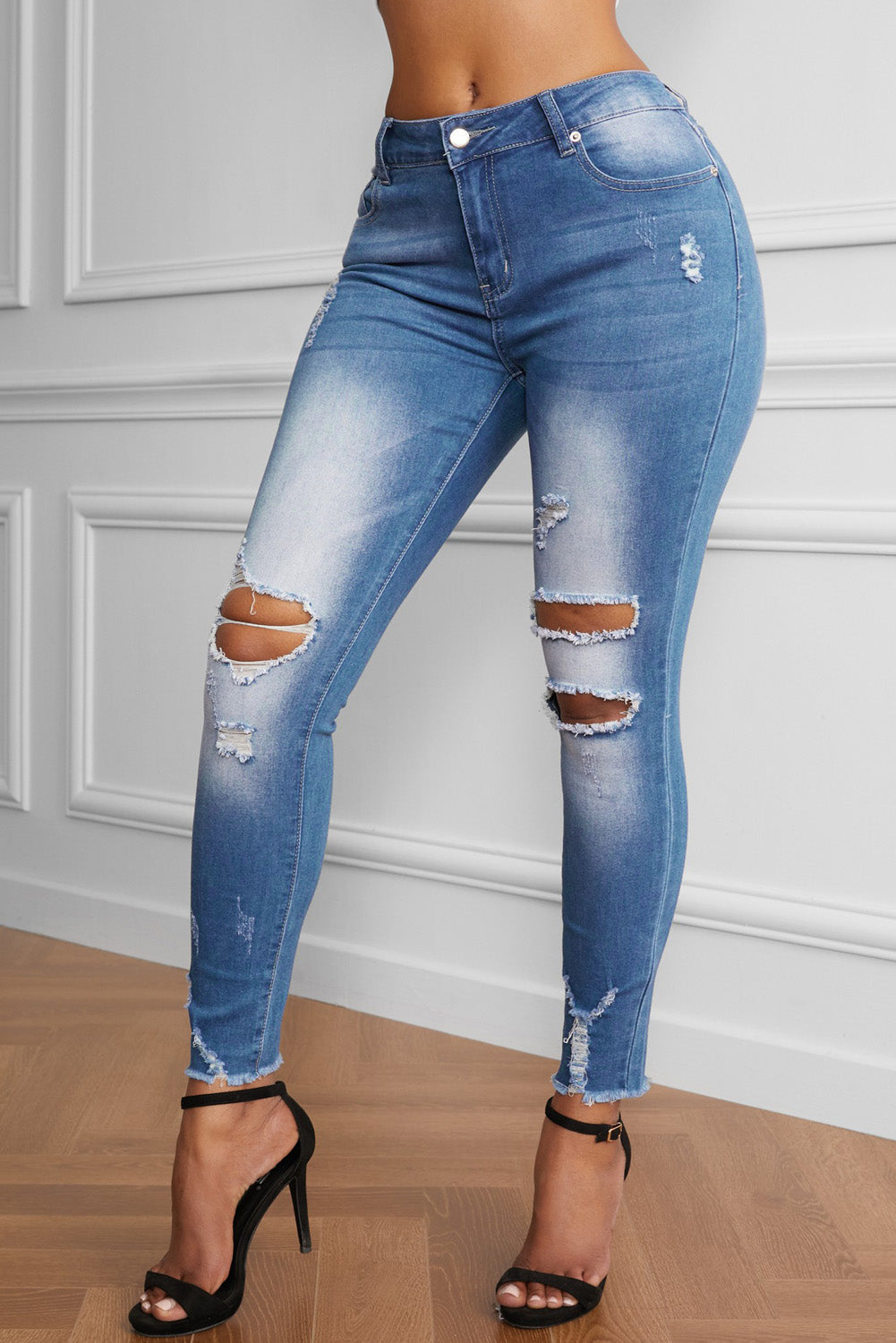 Baeful – Verwaschene Jeans mit mittelhohem Bund