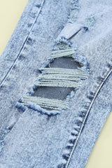 Distressed-Jeans mit Acid-Wash-Effekt, Gürtel und Knopfleiste