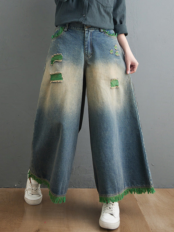 Original Split-Joint Column Wide Leg Denim Pants