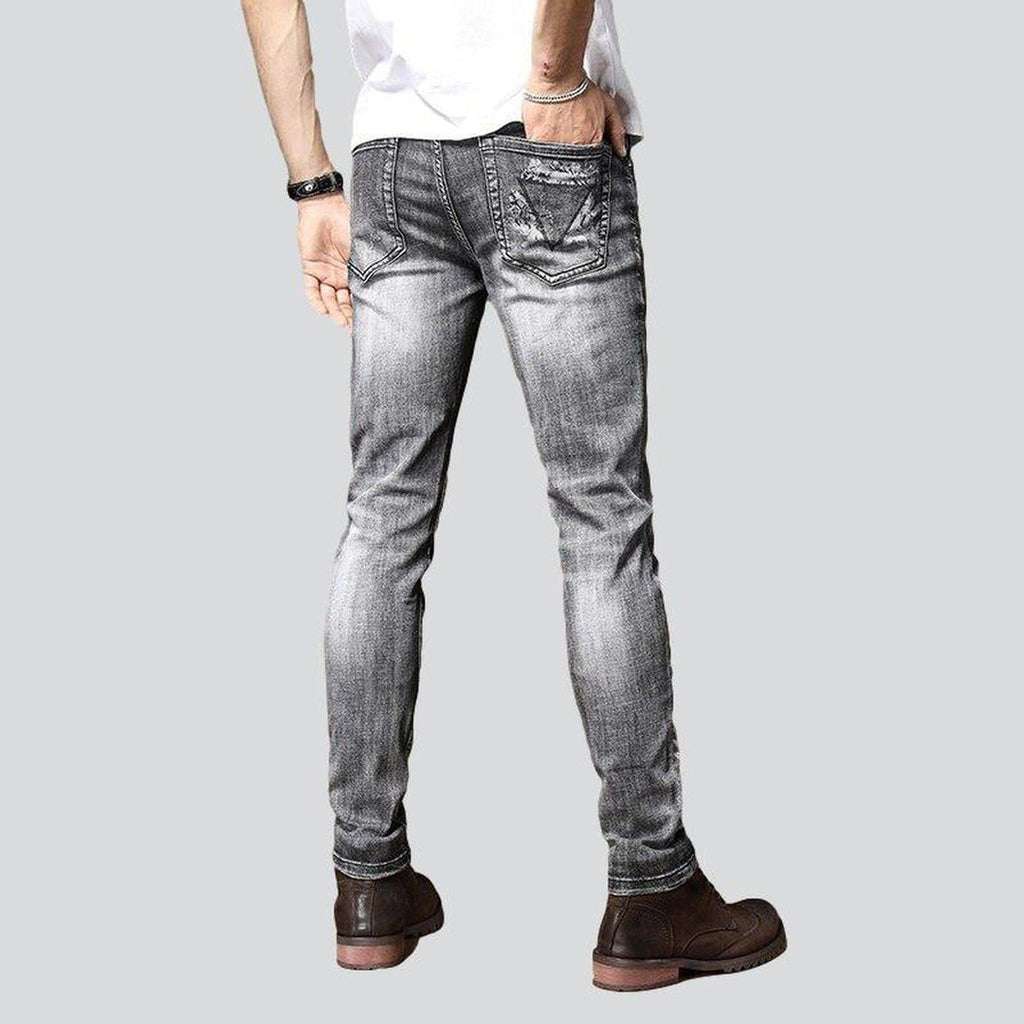 Grey painted jeans for men